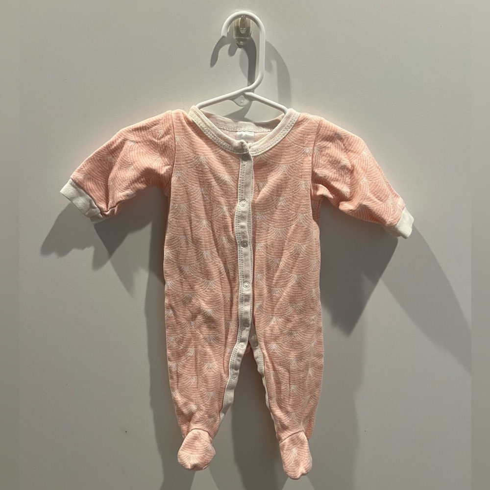 Modern Baby Pink Footed Onesie